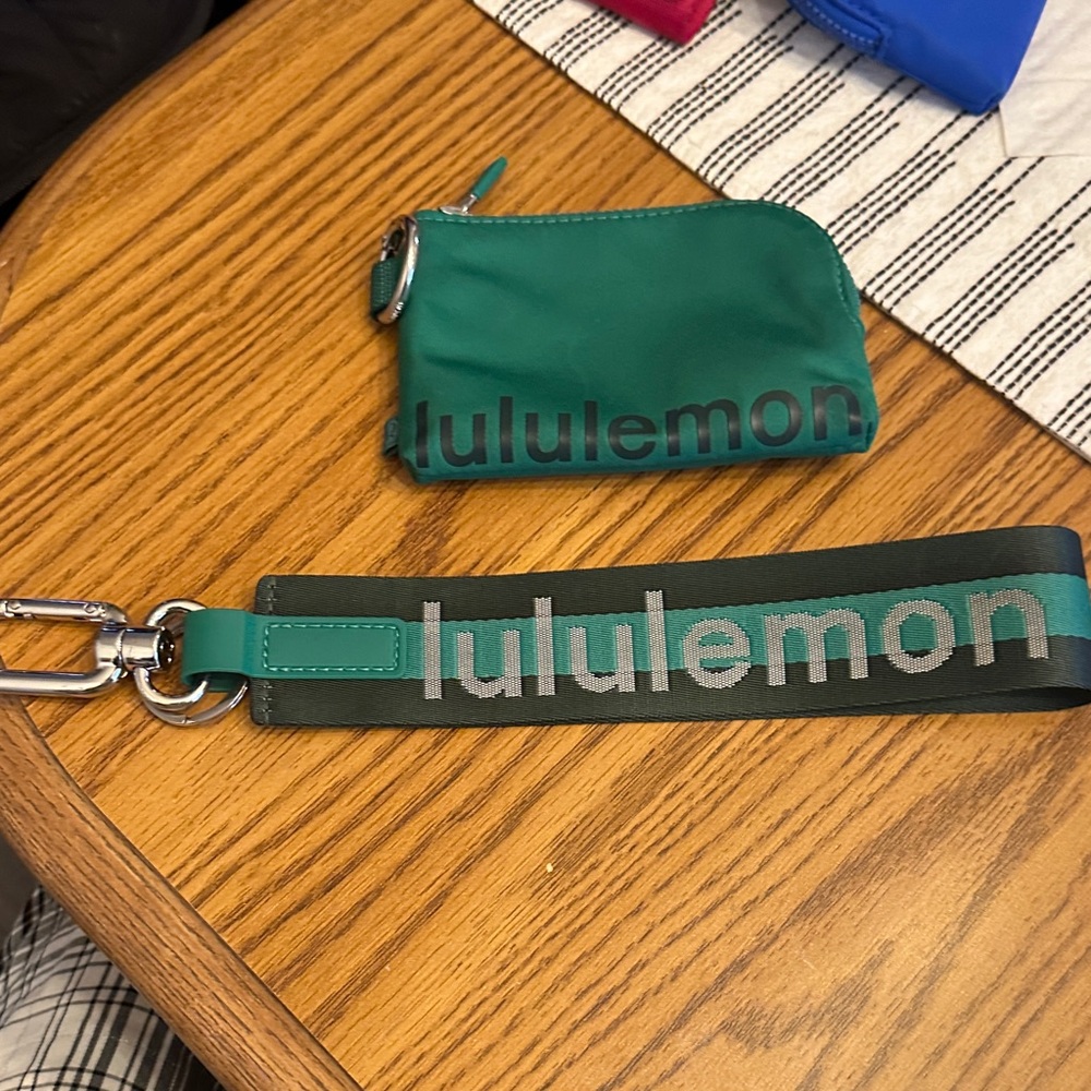 lululemon athletica Green and Gray Keychain and Pouch Set